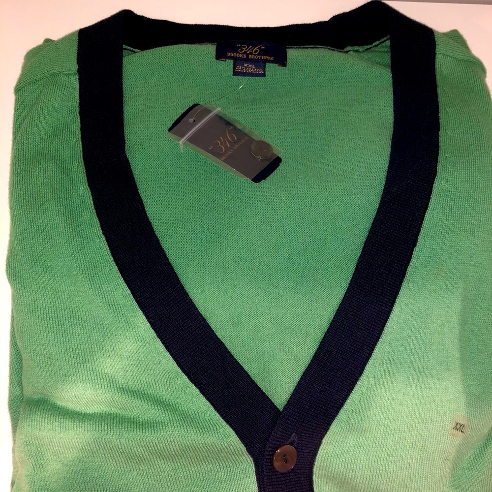 Green and navy cardigan